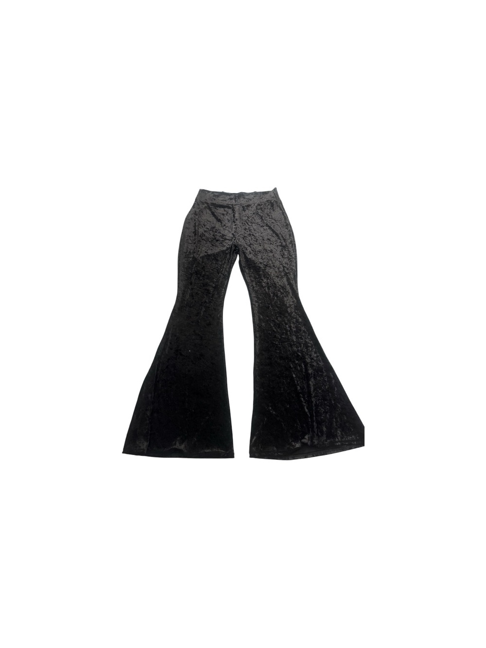 Crushed Velvet Bell Bottom Pants XL Black 70s Retro Disco